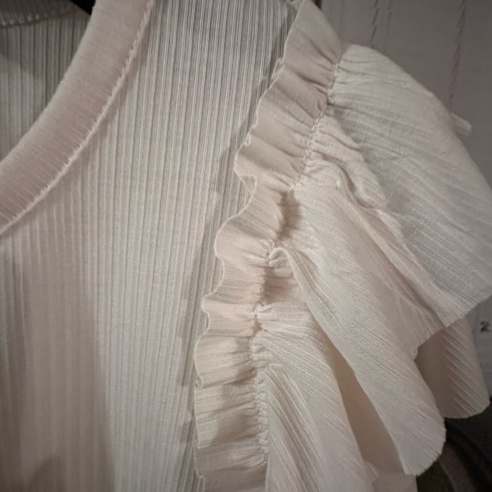 Elegant Cream Ruffle Sleeve Top - Picture 3 of 3